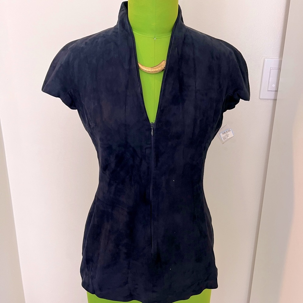 Trussardi cap sleeve suede shirt size EU44/US 6
